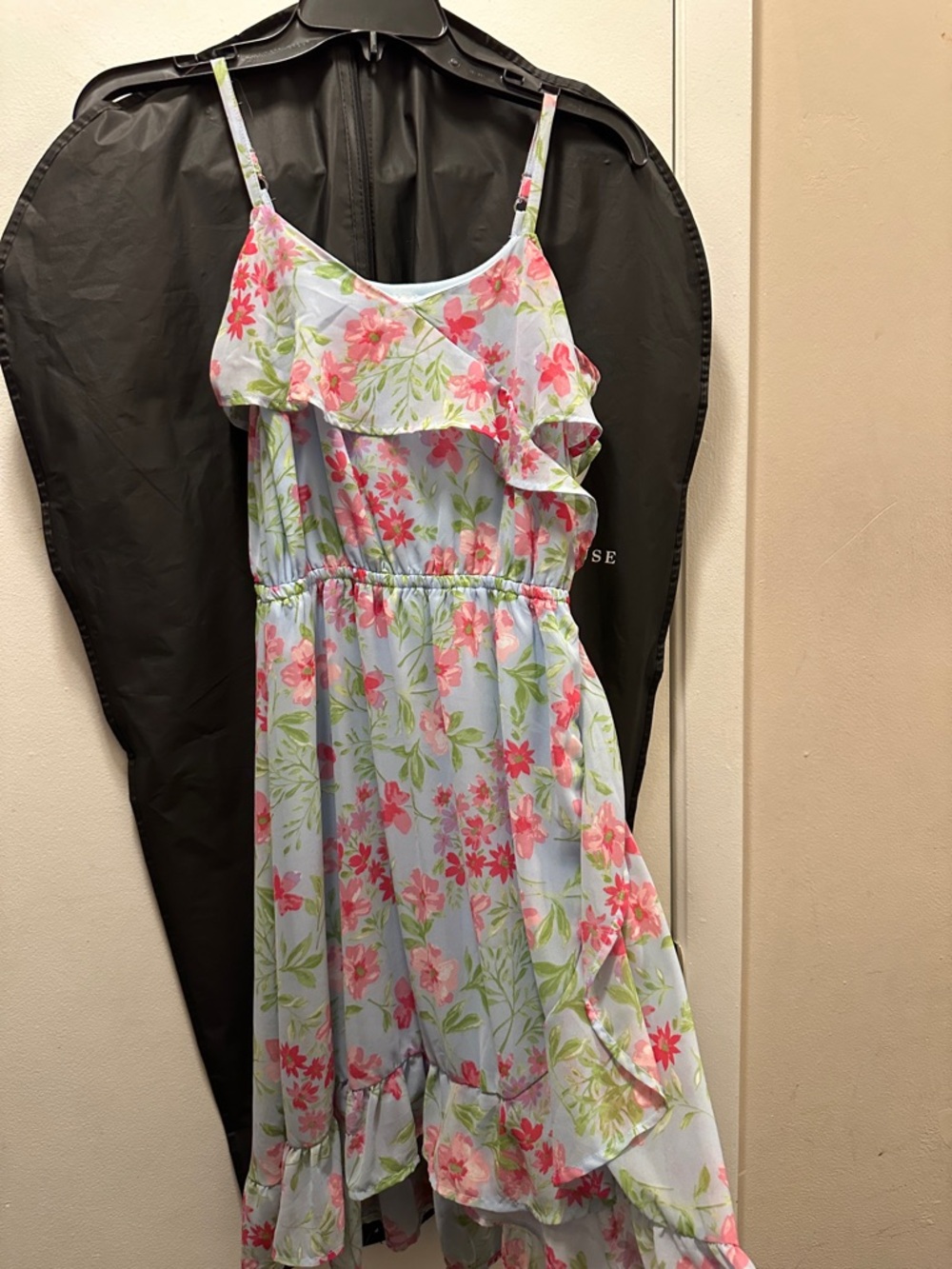 Place Floral Strap Dress in Light Blue and Pink